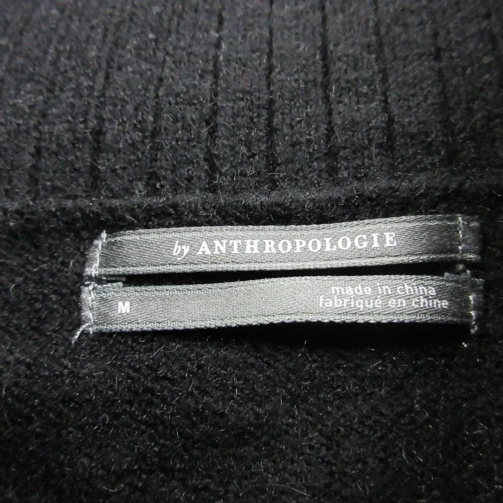 Anthropologie Sweater Womens Medium Black Cowl Neck Balloon Sleeve Pullover Knit